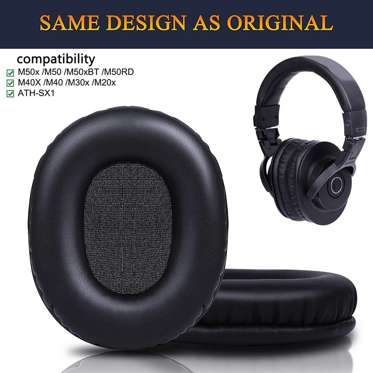 Audio Technica Headphone Ath-M20X - Oreillettes de rechange M50X, compatibles avec